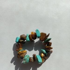 ๐5/25 Turquoise and Tigers eye stone ring boho bohemian bohochic western sz 8